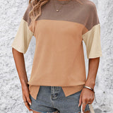 Color Block Round Neck Half Sleeve T-Shirt