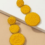 Round Glass Bead Drop Earrings