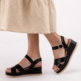 Cross Strap Wedge Sandals