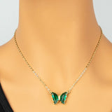 GEMSTONE BUTTERFLY PENDANT NECKLACE