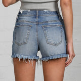 MID-RISE PREMIUM DISTRESSED SHORTS