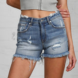 MID-RISE PREMIUM DISTRESSED SHORTS