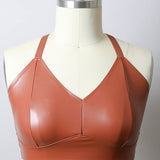Faux Leather Longline Bralette Plus Size