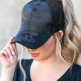 Camo Messy Bun Cap