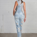 High Waist Heavy Distressed Straight Overalls