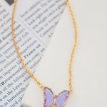 GEMSTONE BUTTERFLY PENDANT NECKLACE