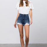 HIGH WAIST WITH LACE LINING TRIM SHORTS
