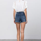 HIGH WAIST WITH LACE LINING TRIM SHORTS