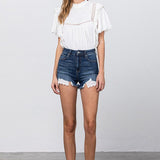 HIGH WAIST WITH LACE LINING TRIM SHORTS