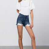 HIGH WAIST WITH LACE LINING TRIM SHORTS