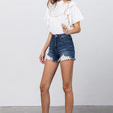 HIGH WAIST WITH LACE LINING TRIM SHORTS