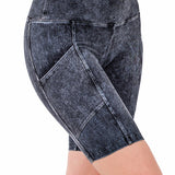 Mineral Wash Wide Waistband Pocket Leggings