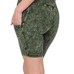 Mineral Wash Wide Waistband Pocket Leggings