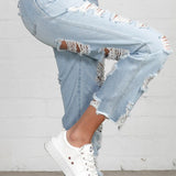 High Waist Heavy Distressed Straight Overalls