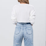 TAKE NO SLIT DISTRESSED DENIM BERMUDA SHORTS