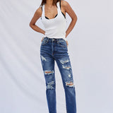 High Waist Ripped Boyfriend Jeans