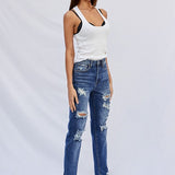 High Waist Ripped Boyfriend Jeans