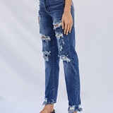 High Waist Ripped Boyfriend Jeans