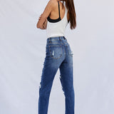 High Waist Ripped Boyfriend Jeans