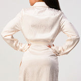 Leopard print wrap double pocket shirt dress