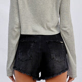 Frayed Black Shorts