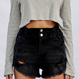 Frayed Black Shorts