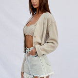High Rise Frayed Denim Shorts