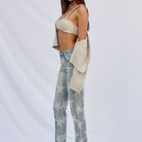 HIGH RISE STAR PRINTED GIRLFRIEND JEANS