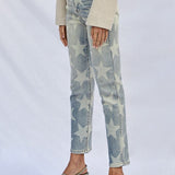HIGH RISE STAR PRINTED GIRLFRIEND JEANS