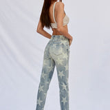 HIGH RISE STAR PRINTED GIRLFRIEND JEANS