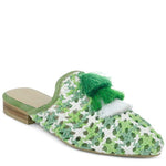 MARIANA WOVEN FLAT MULES WITH TASSELS