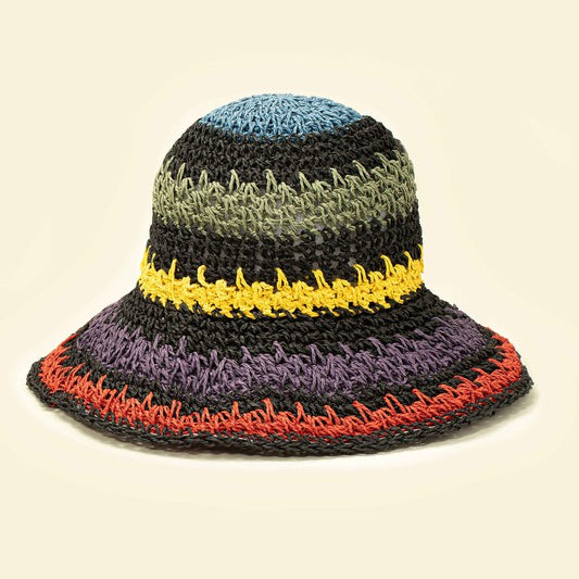 Packable crochet straw bucket hat