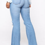 Knee Rip Flare Jean in Medium Wash