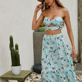 Women's Floral 2 Pcs Long Skirt Set
