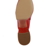 VINKELE Patent PU Platform Heeled Calf Boots