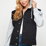 Women's Denim Jacket with Fleece Hoodies