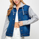 Women's Denim Jacket with Fleece Hoodies