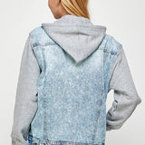 Women's Denim Jacket with Fleece Hoodies