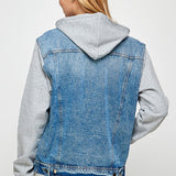 Women's Denim Jacket with Fleece Hoodies