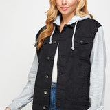 Women's Denim Jacket with Fleece Hoodies