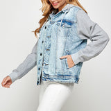 Women's Denim Jacket with Fleece Hoodies
