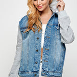 Women's Denim Jacket with Fleece Hoodies