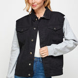 Women's Denim Jacket with Fleece Hoodies
