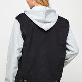 Women's Denim Jacket with Fleece Hoodies