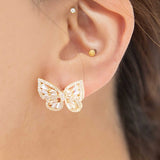 Crystal Butterfly Earrings Gold