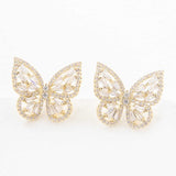 Crystal Butterfly Earrings Gold