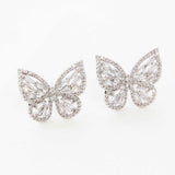 Crystal Butterfly Earrings Silver