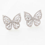 Crystal Butterfly Earrings Silver