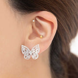 Crystal Butterfly Earrings Silver