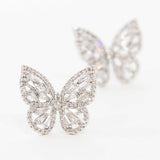 Crystal Butterfly Earrings Silver